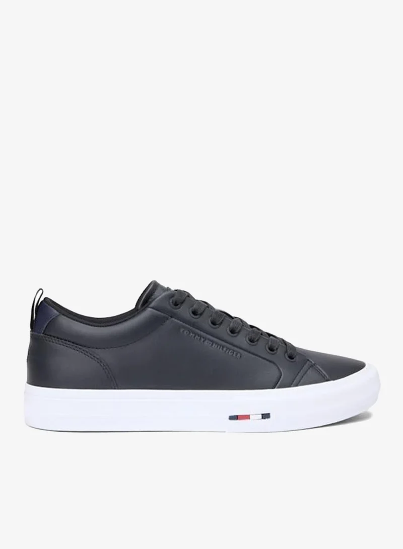 Contrast Midsole Debossed Leather Trainers